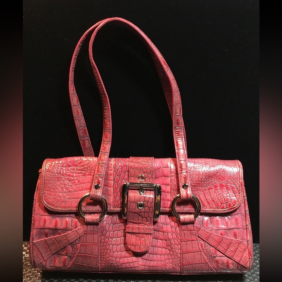 Isabella Fiore Pink Croc-Embossed Shoulder Bag - Picture 3 of 9